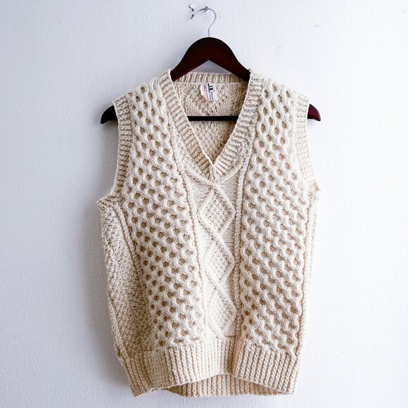 VINTAGE Sweaters - Vintage Blarney Handcrafts Ltd. Irish Aran Fisherman Cable Knit Sweater Vest
